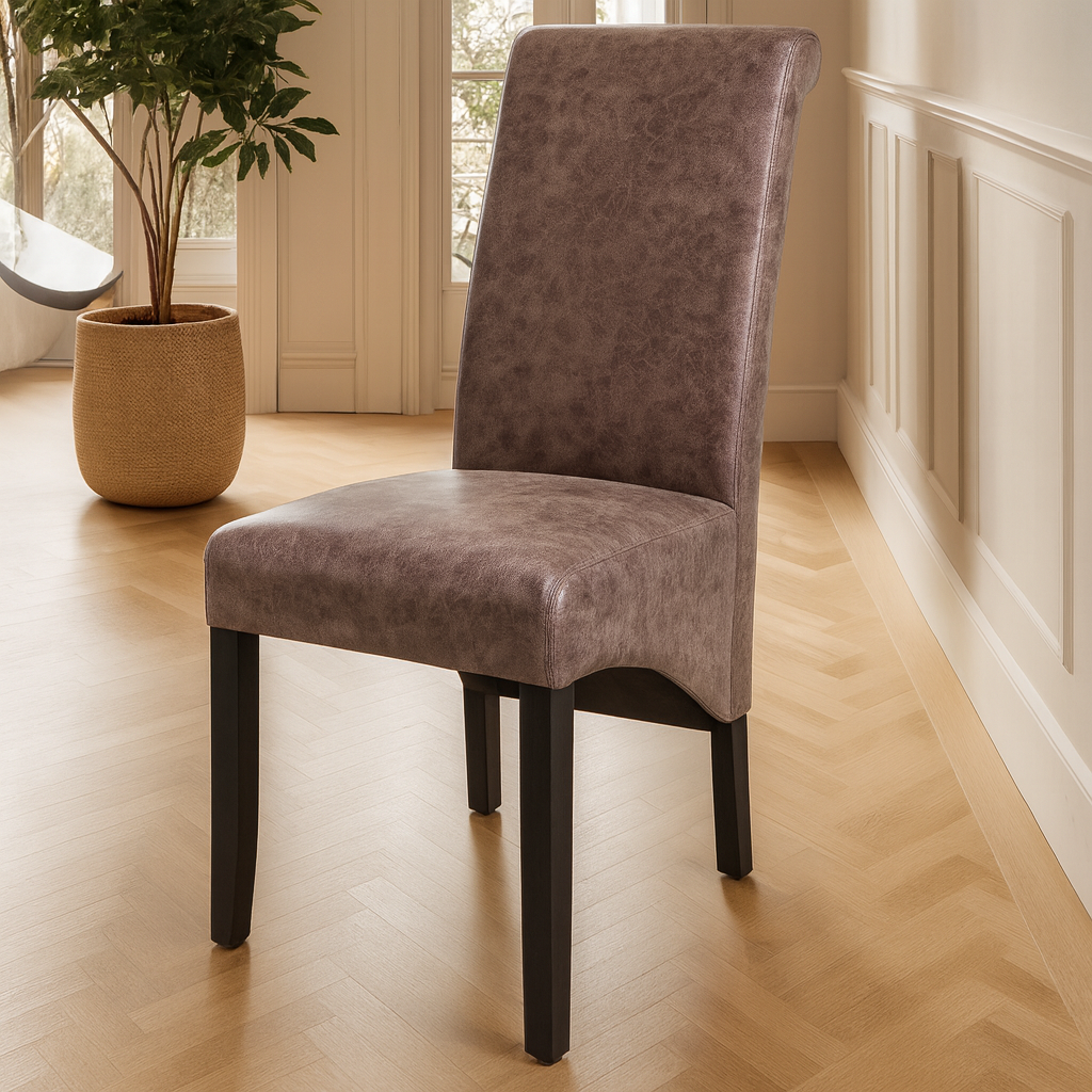 Rhianna Faux Leather Button Back Dining Chair | Vintage Brown