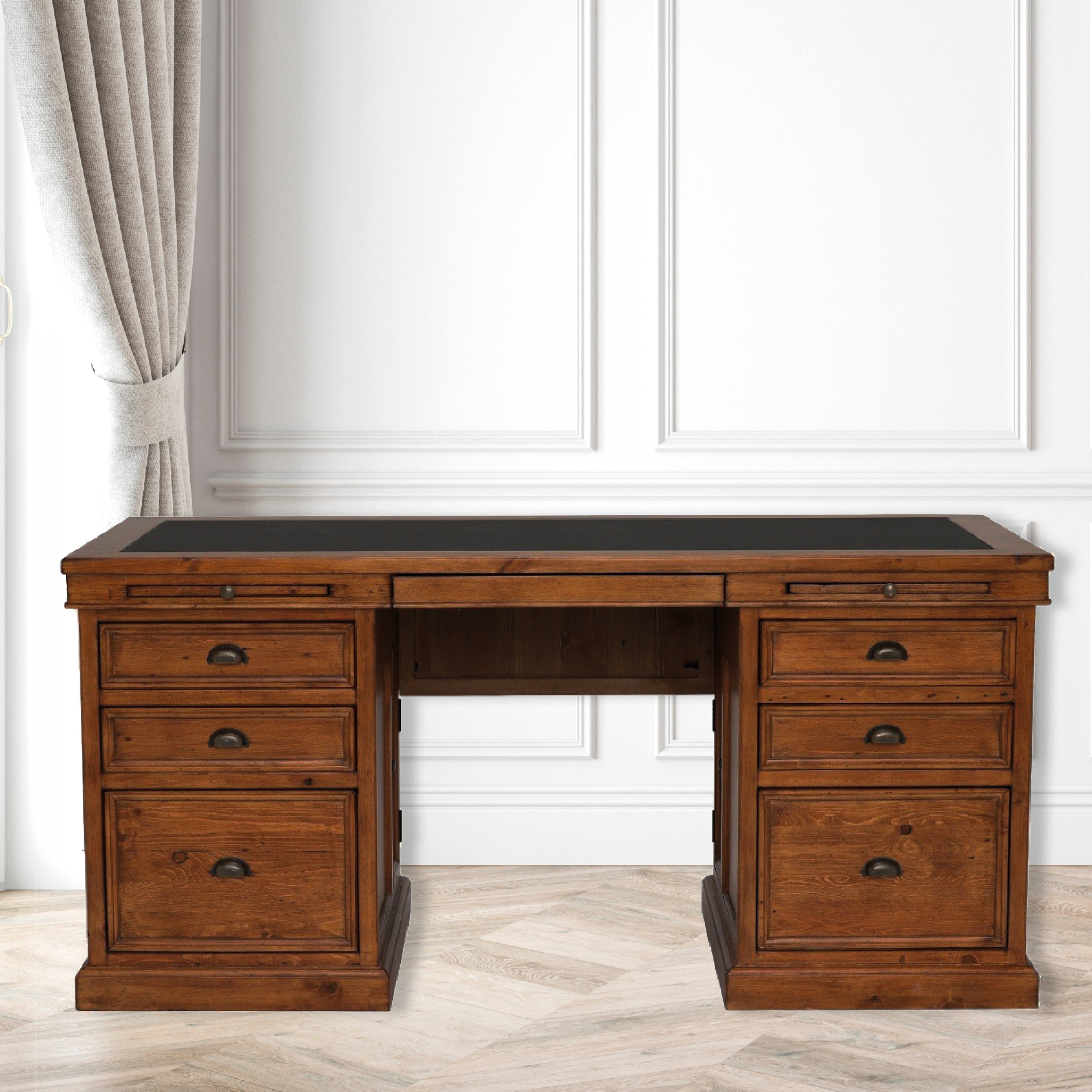 Oxford Antique Pine Large Double Pedestal Desk
