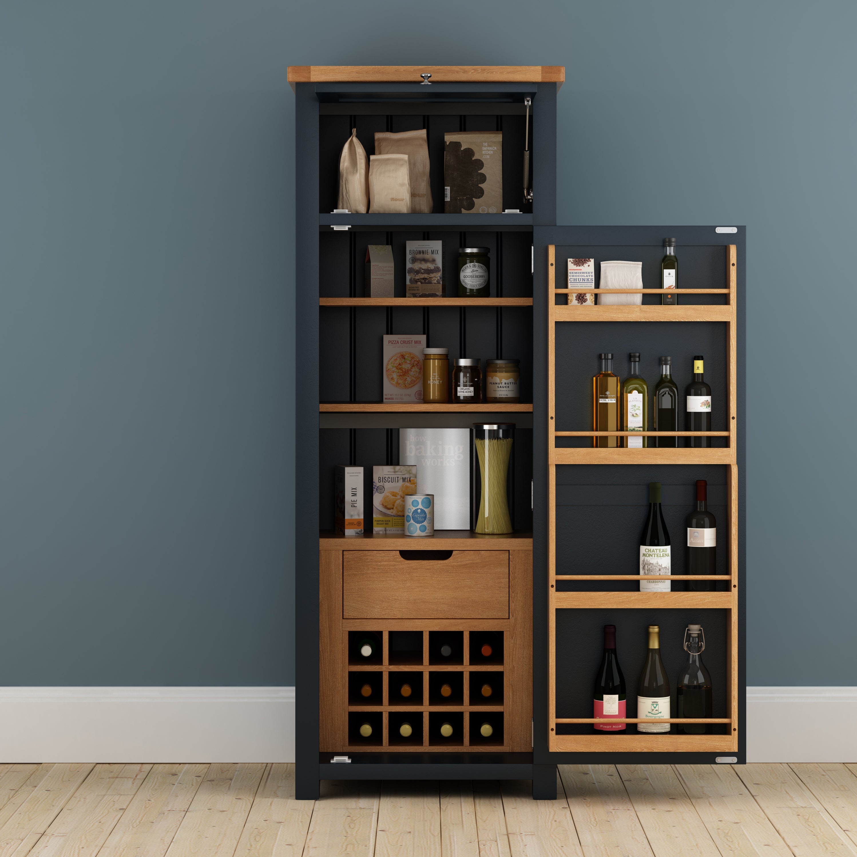Cambridge Blue Painted Oak Pantry Unit