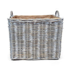 Whitewash Rattan Square Wicker Storage Basket | Large