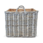 Whitewash Rattan Square Wicker Storage Basket | Large
