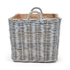 Whitewash Rattan Square Wicker Storage Basket | Small