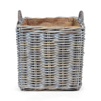 Whitewash Rattan Square Wicker Storage Basket | Medium