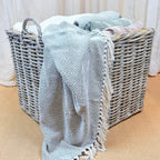 Whitewash Rattan Square Wicker Storage Basket | Large