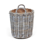 Whitewash Rattan Oval Wicker Storage Basket | Small