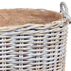 Whitewash Rattan Oval Wicker Storage Basket | Small