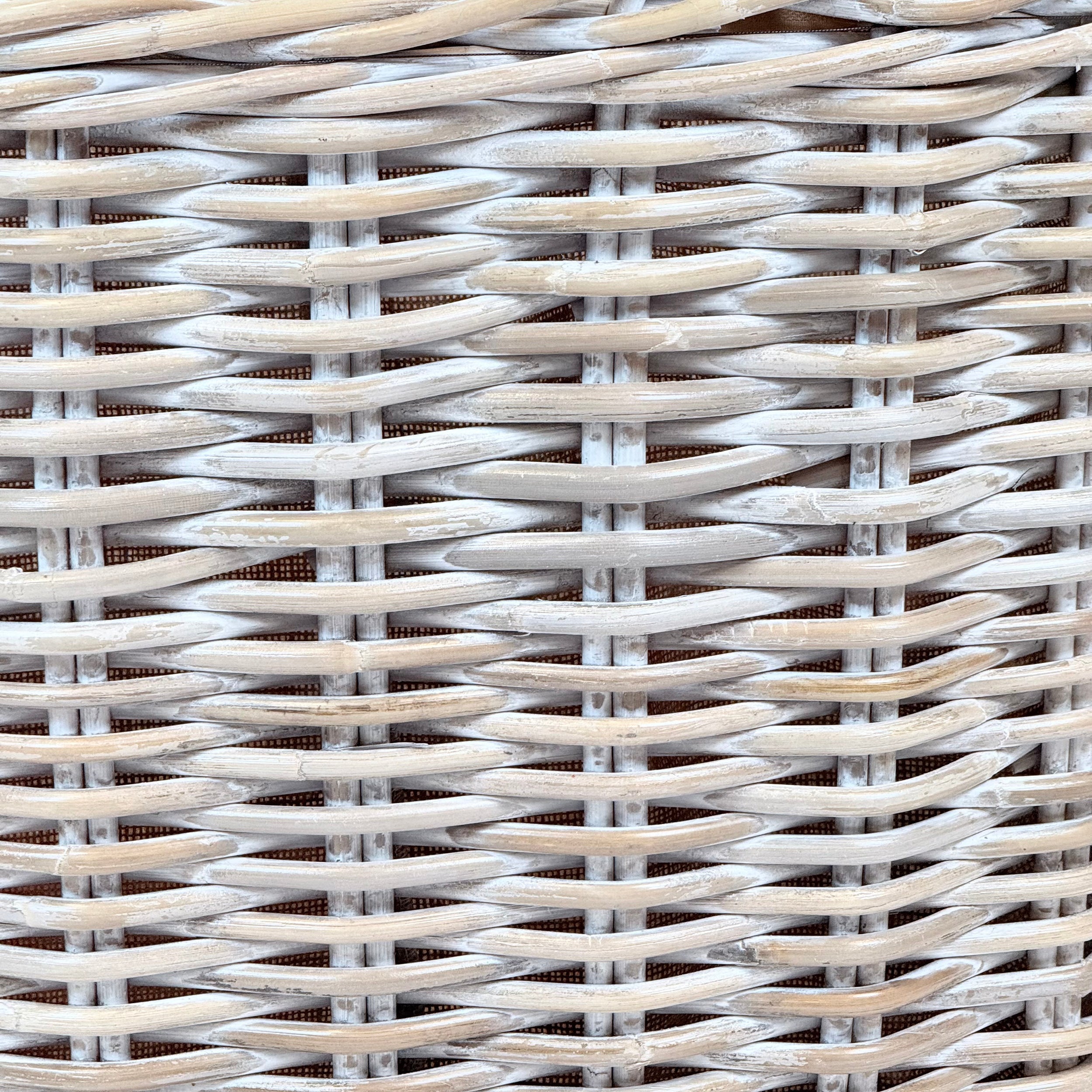 Whitewash Rattan Oval Wicker Storage Basket | Large