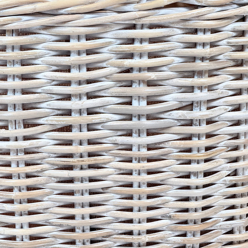 Whitewash Rattan Oval Wicker Storage Basket | Medium
