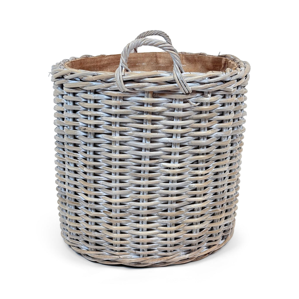 Whitewash Rattan Oval Wicker Storage Basket | Large