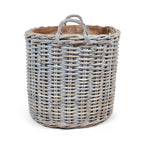 Whitewash Rattan Oval Wicker Storage Basket | Large
