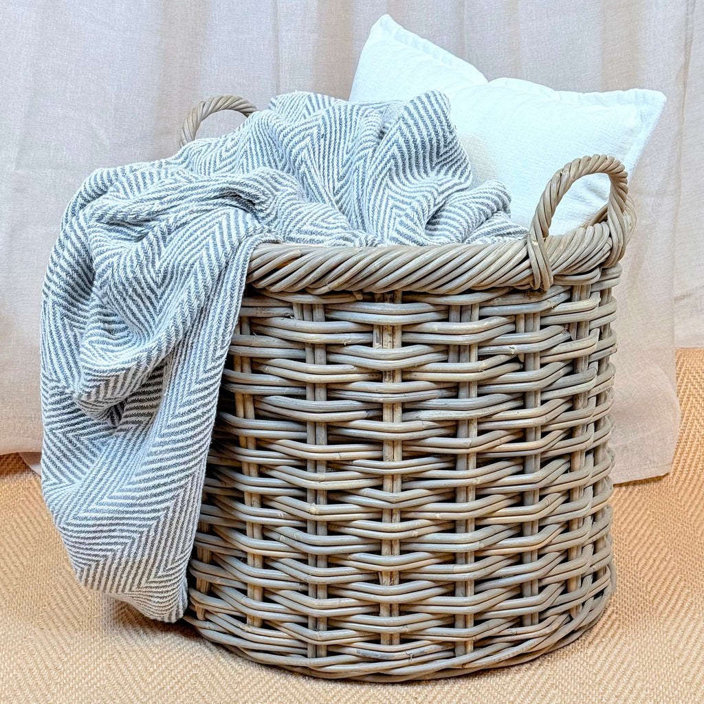 Double Weave Rattan Round Log Basket | Large