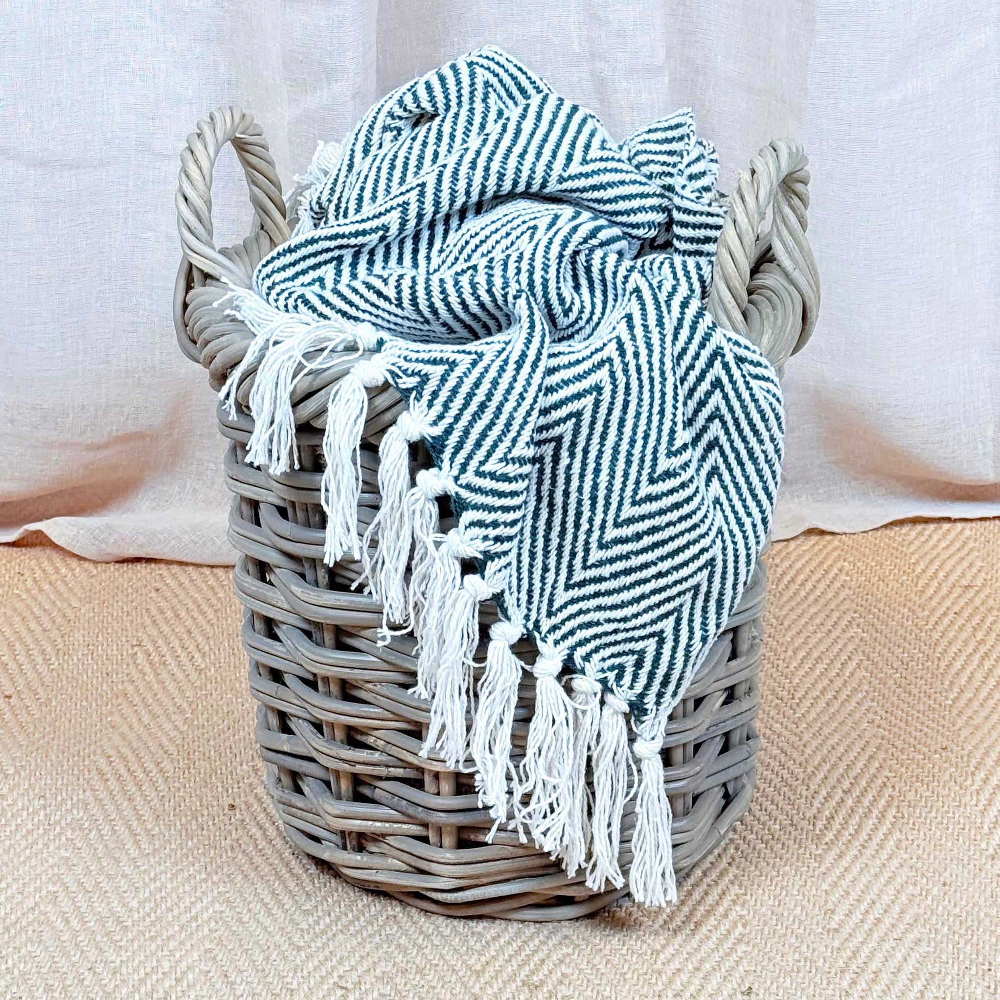 Double Weave Rattan Round Log Basket | Small