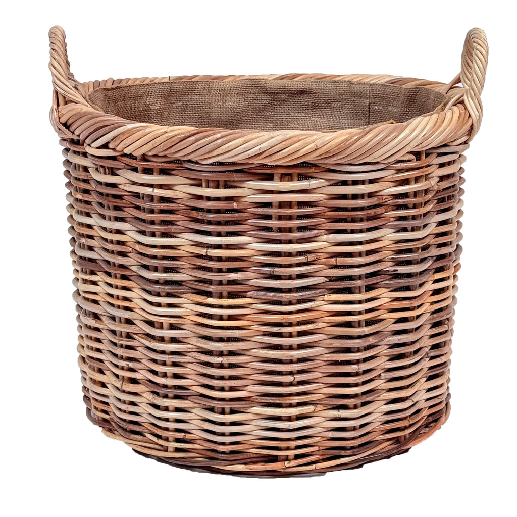 Chunky Weave Rattan Round Log Basket | Large