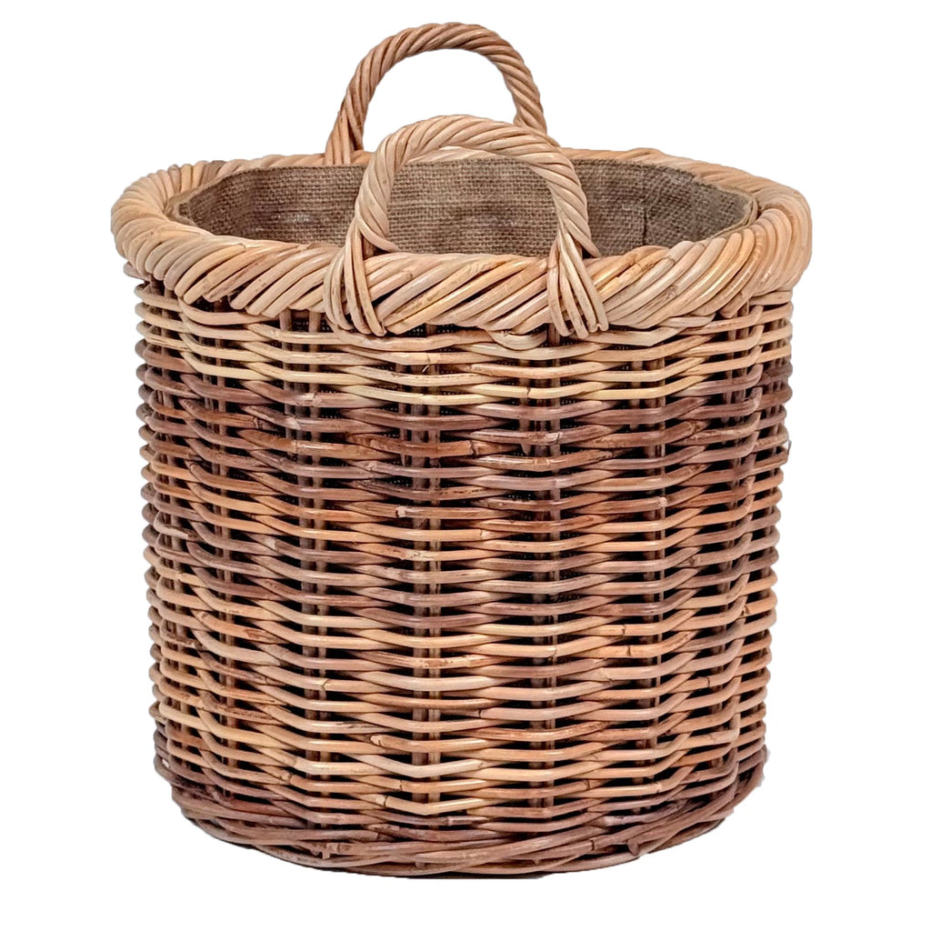 Chunky Weave Rattan Round Log Basket | Medium