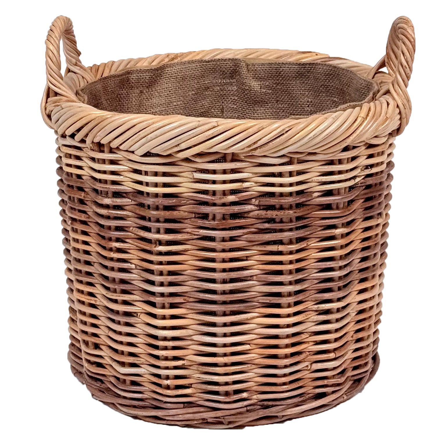 Chunky Weave Rattan Round Log Basket | Medium