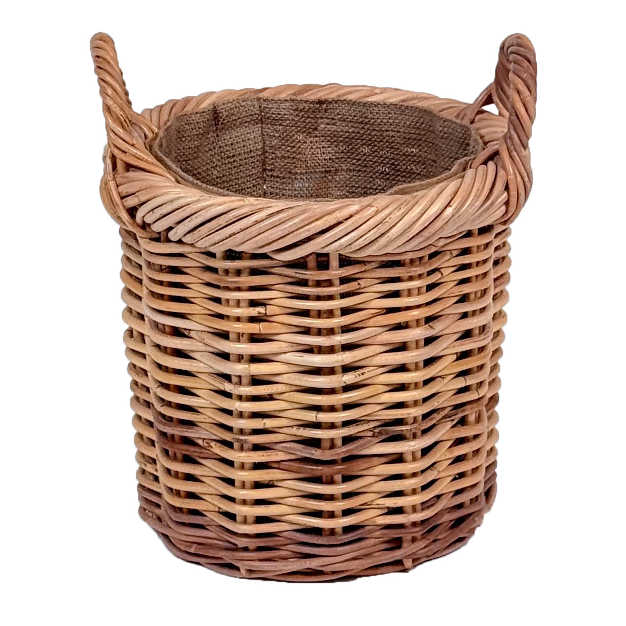 Chunky Weave Rattan Round Log Basket | Small