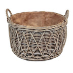Cross Weave Round Rattan Log Basket | Large