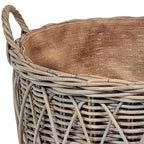 Cross Weave Round Rattan Log Basket | Medium