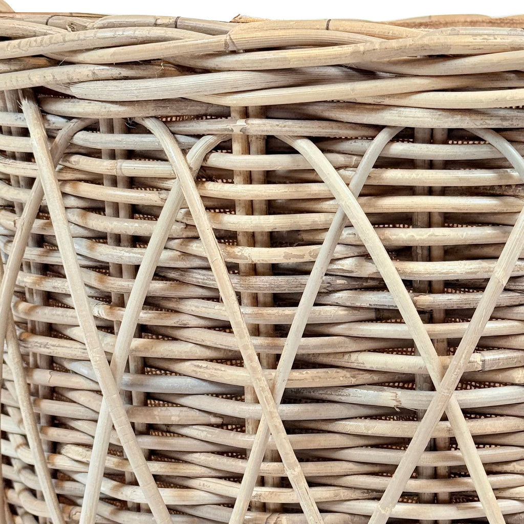 Cross Weave Round Rattan Log Basket | Large