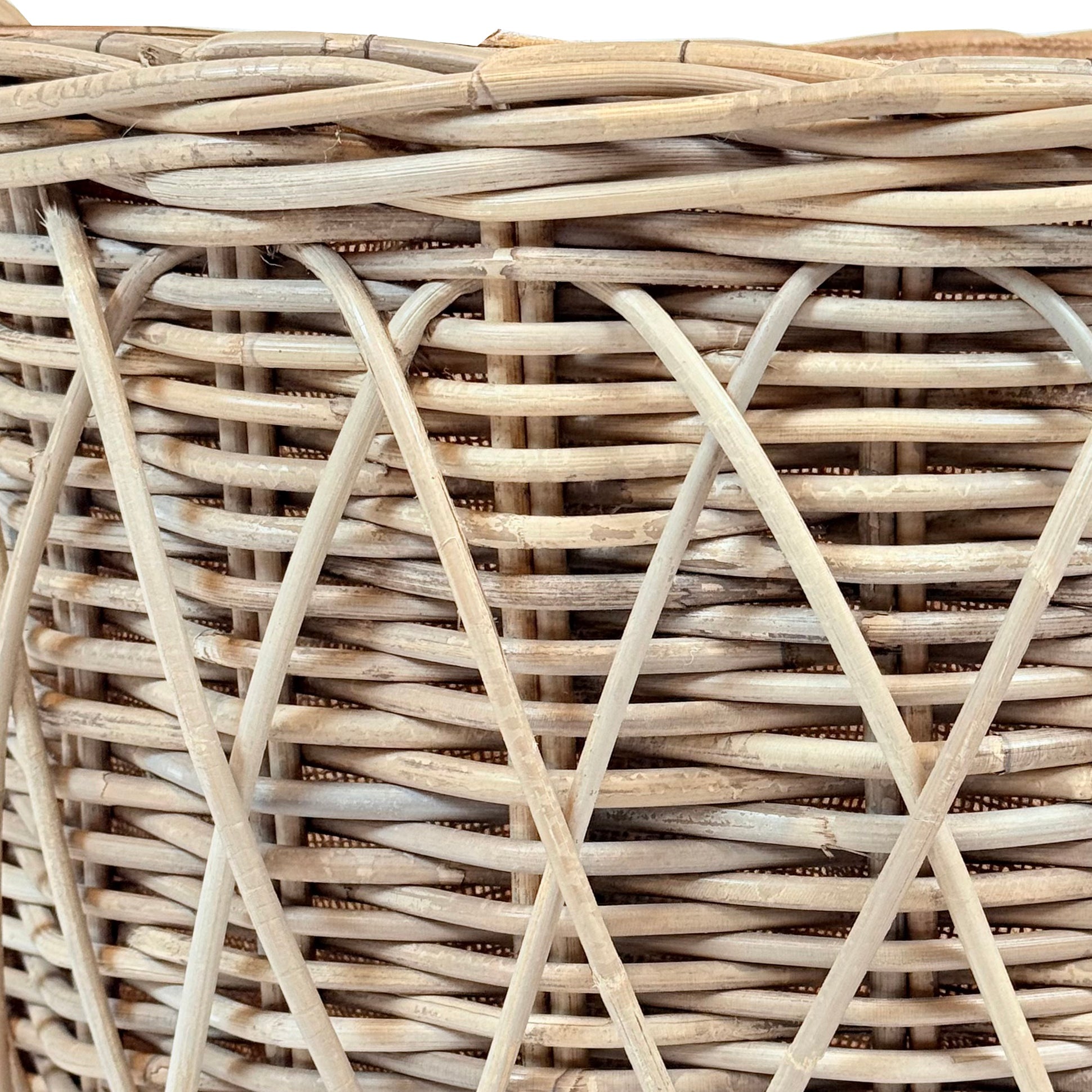 Cross Weave Round Rattan Log Basket | Large