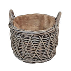 Cross Weave Round Rattan Log Basket | Medium