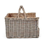 Antique Wash Open End Wicker Log Basket | Large