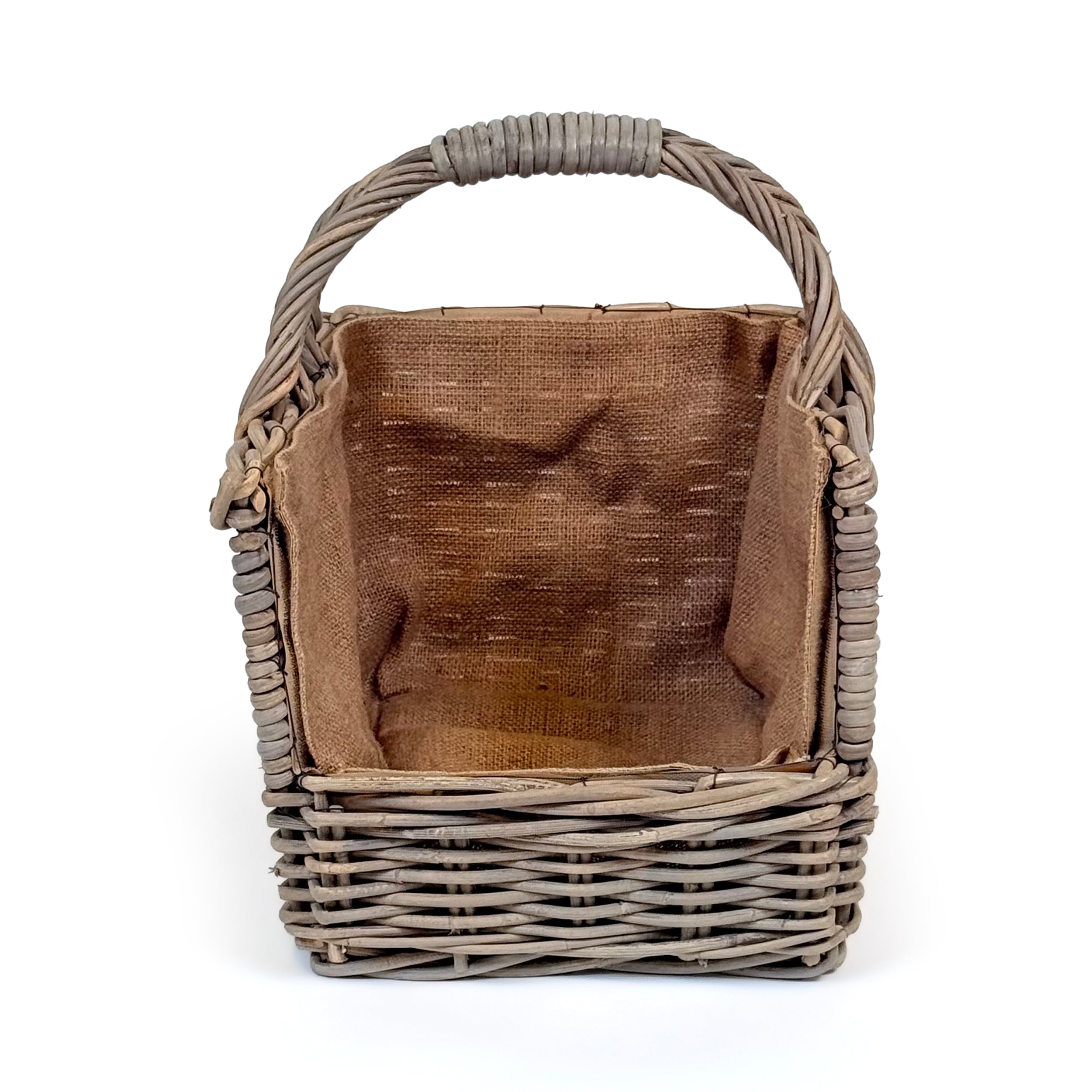 Antique Wash Open End Wicker Log Basket | Medium