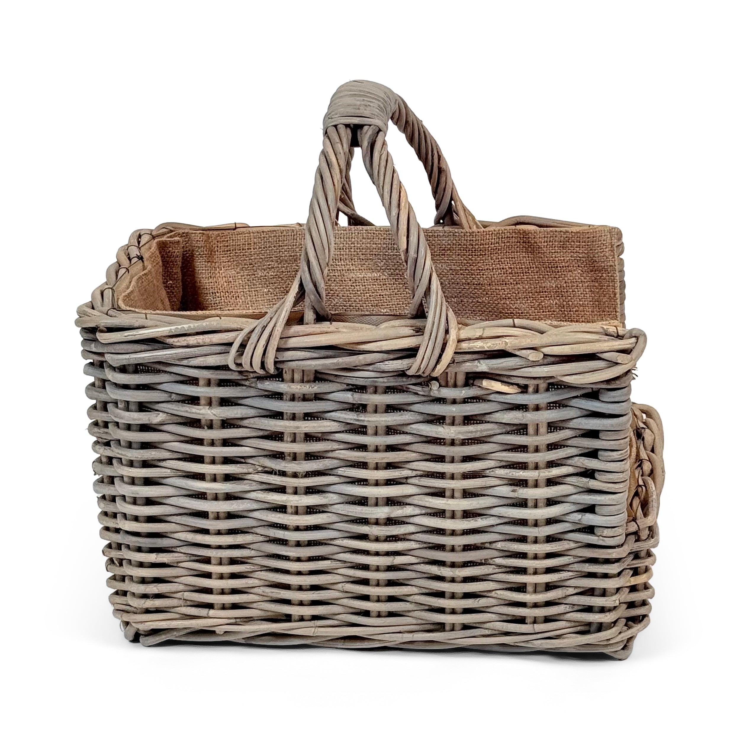 Antique Wash Open End Wicker Log Basket | Medium