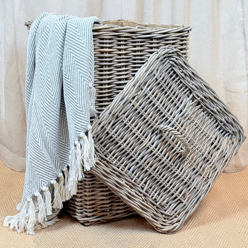 Square Rattan Laundry Basket | Large