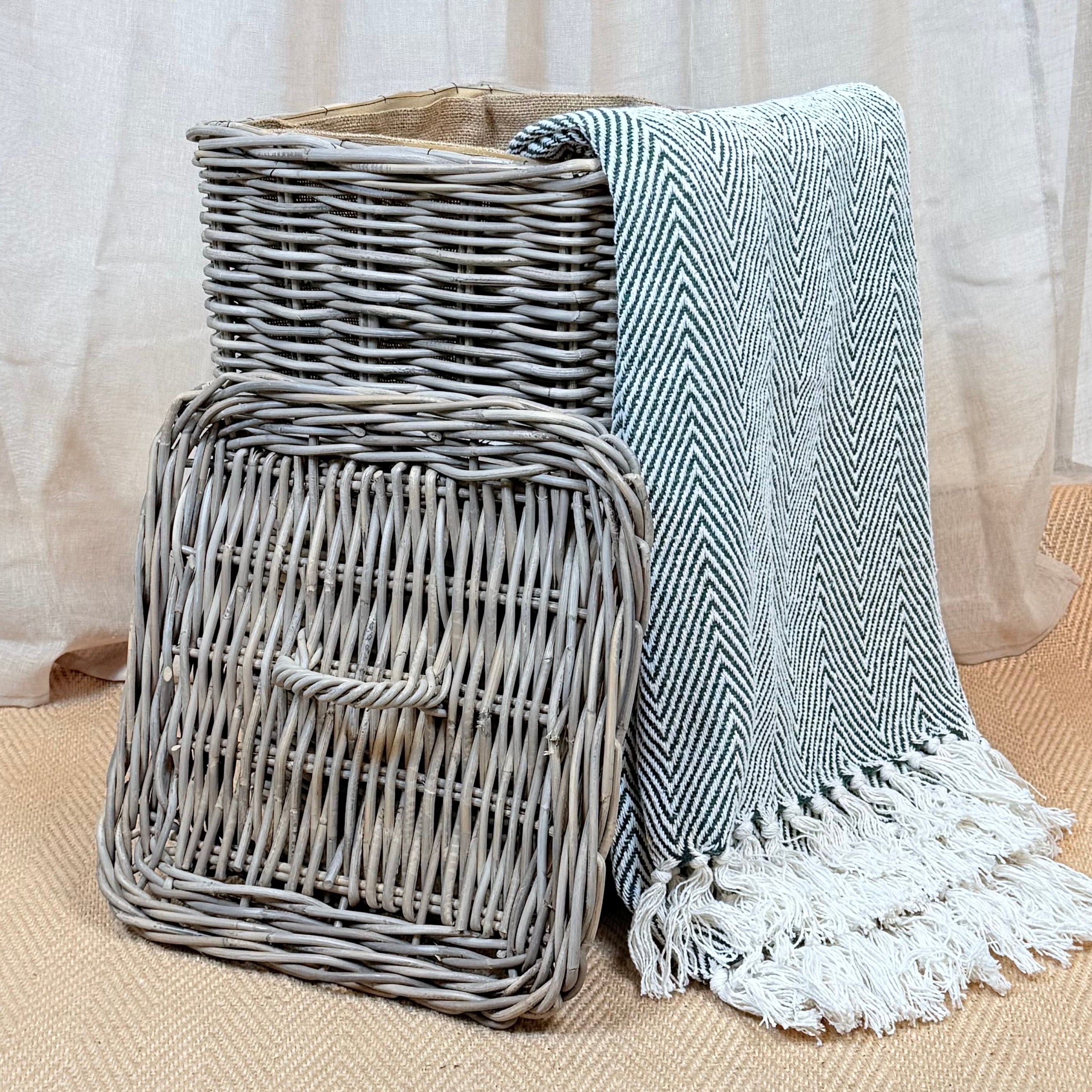 Square Rattan Laundry Basket | Medium