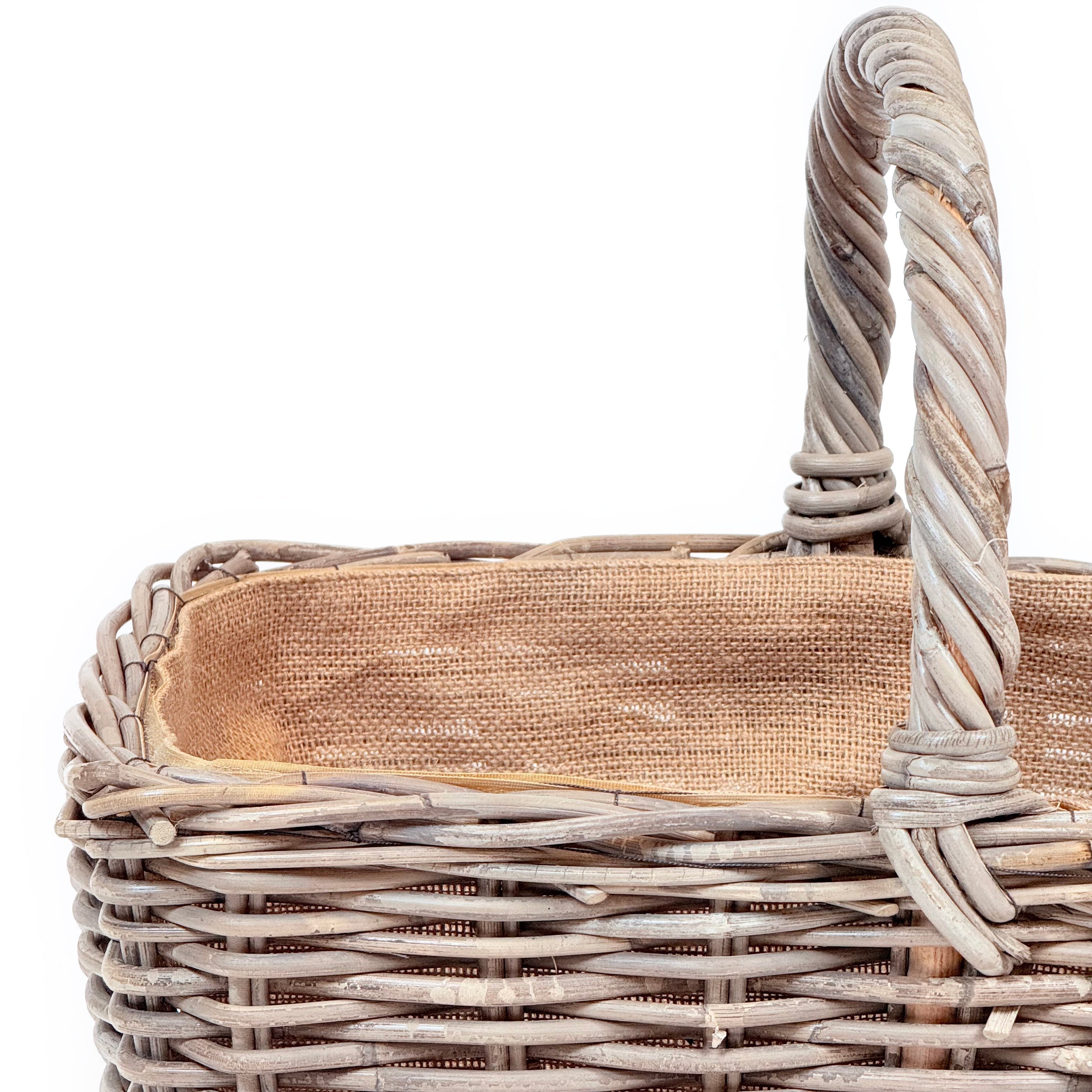 Grey Rattan Wicker Shopping Basket