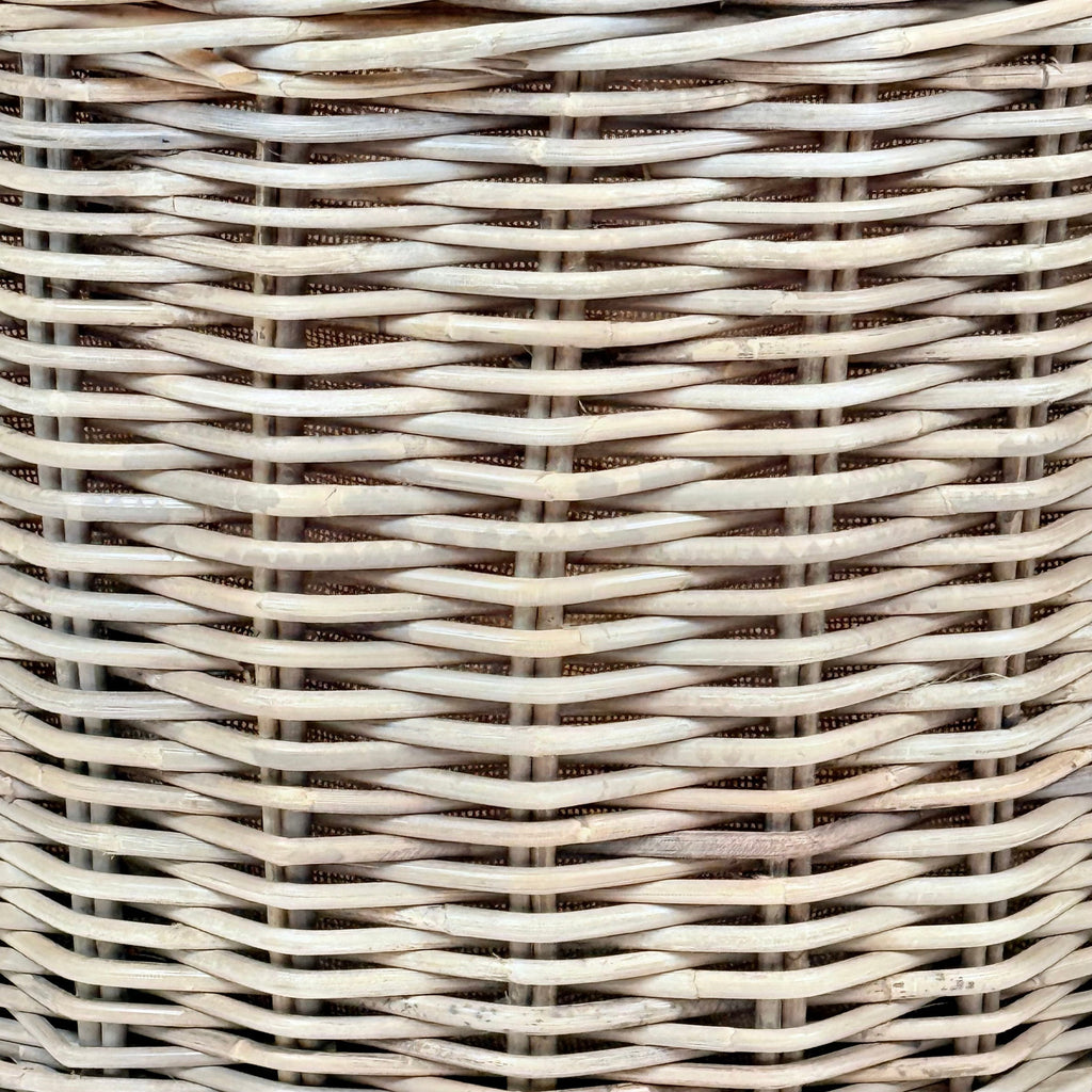 Grey Rattan Round Wicker Log Basket