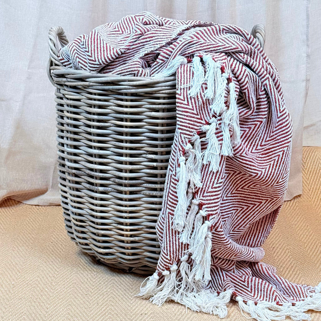 Rattan Round Wicker Log Basket | Medium