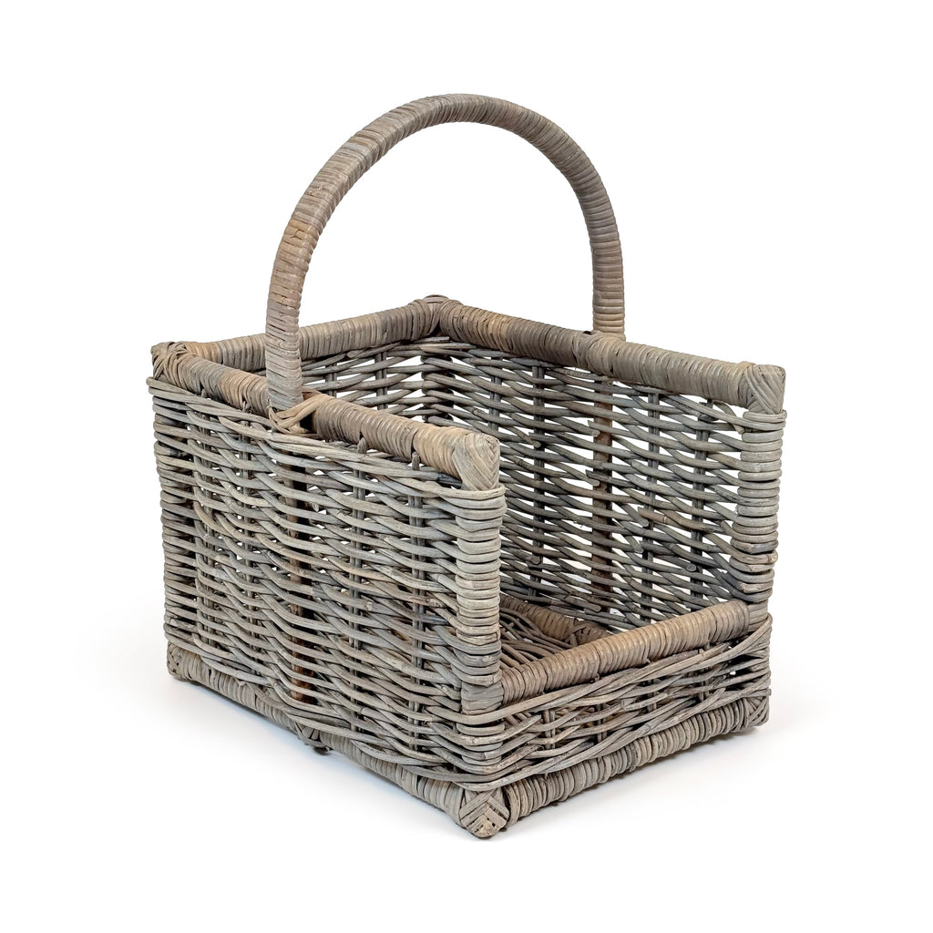 Kubu Grey Open End Wicker Log Basket