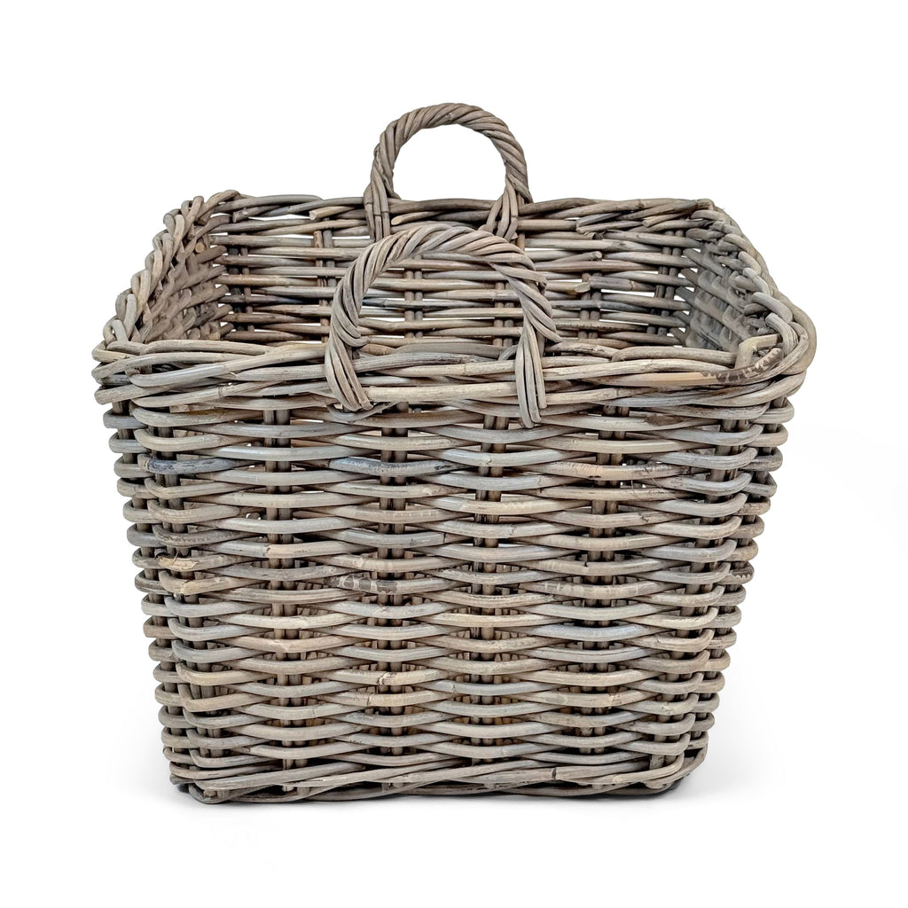 Rectangular Grey Wicker Log Storage Basket