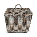 Rectangular Grey Wicker Log Storage Basket
