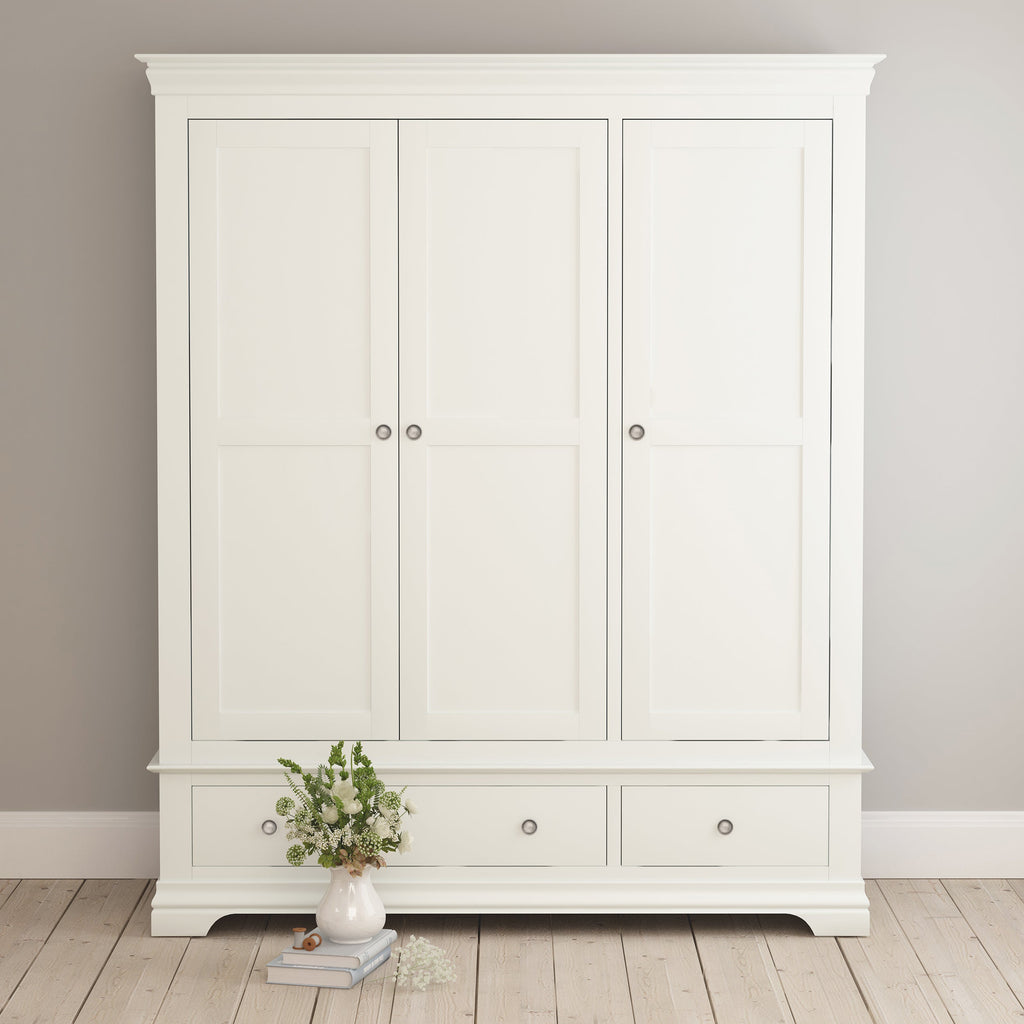 Chantilly Warm White Triple Wardrobe