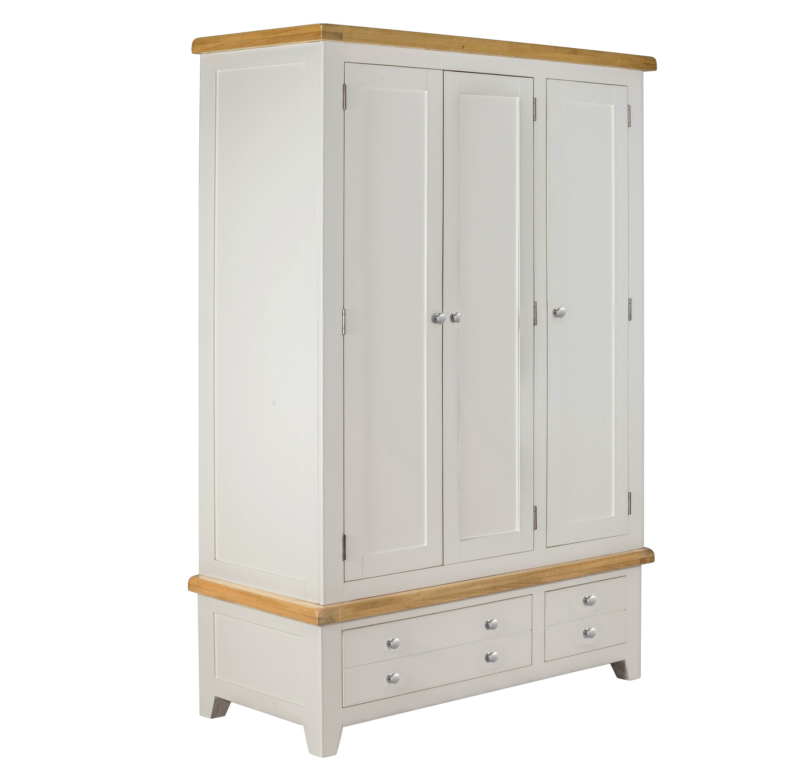 Cambridge Grey Painted Oak 3 Door 2 Drawer Wardrobe