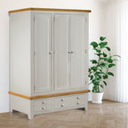 Cambridge Grey Painted Oak 3 Door 2 Drawer Wardrobe