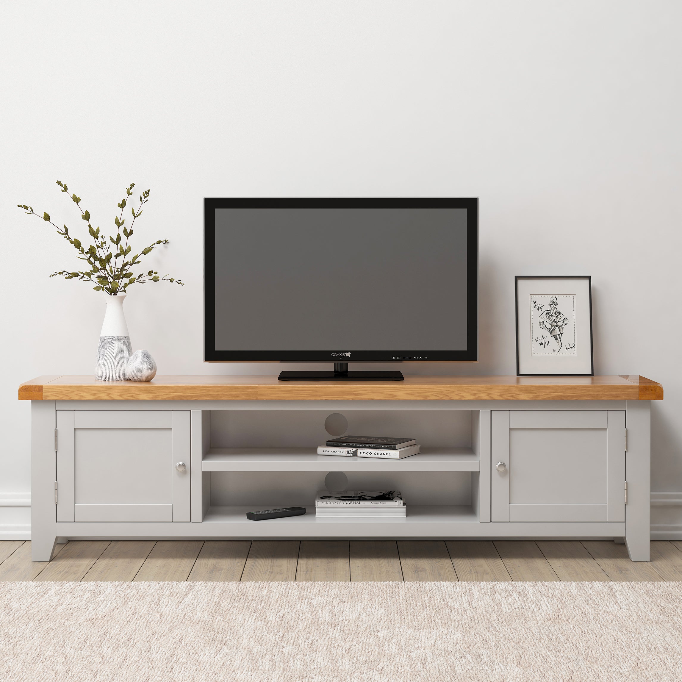 Cambridge Grey Painted Oak Extra Large TV Unit
