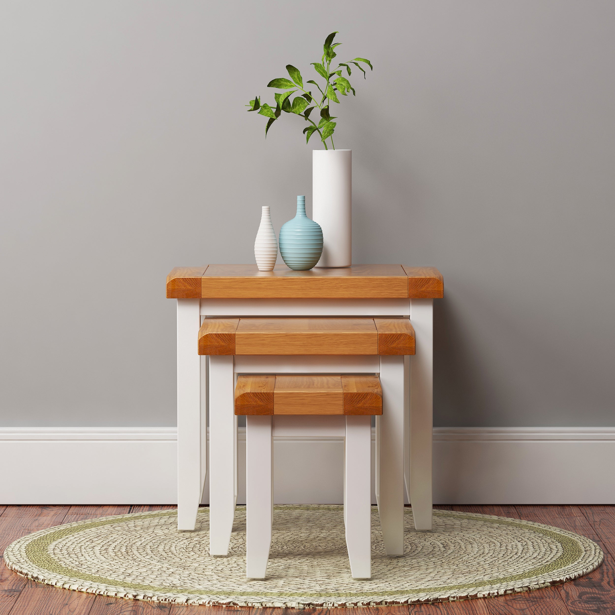 Cambridge Classic Cream Painted Oak Nest of 3 Tables