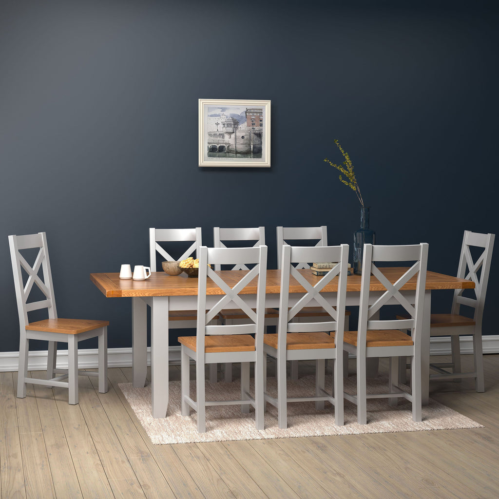 Cambridge Grey Painted Oak Large Extending Dining Table (1.8 m-2.3 m)