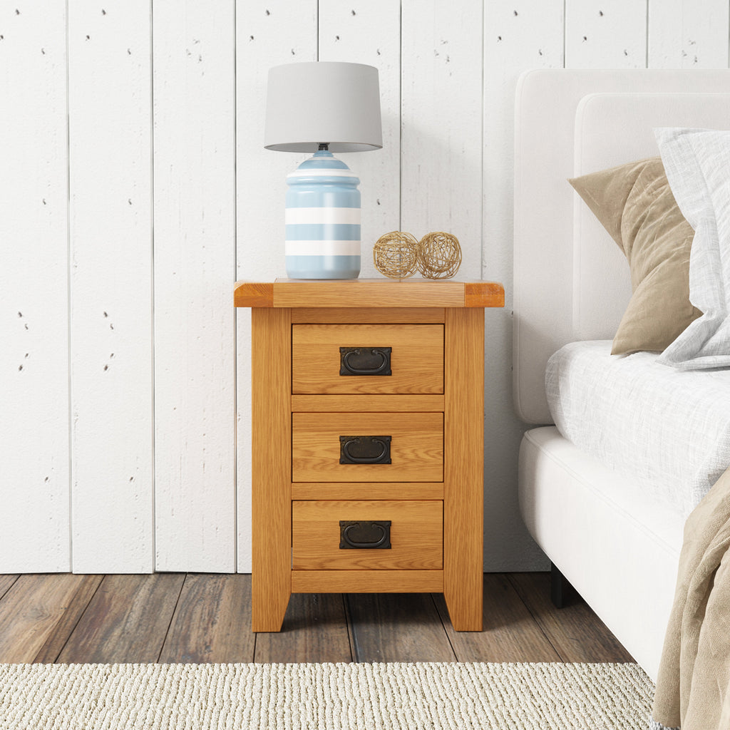 Cambridge Oak 3 Drawer Bedside