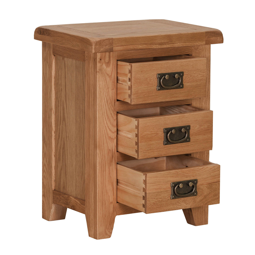 Cambridge Oak 3 Drawer Bedside