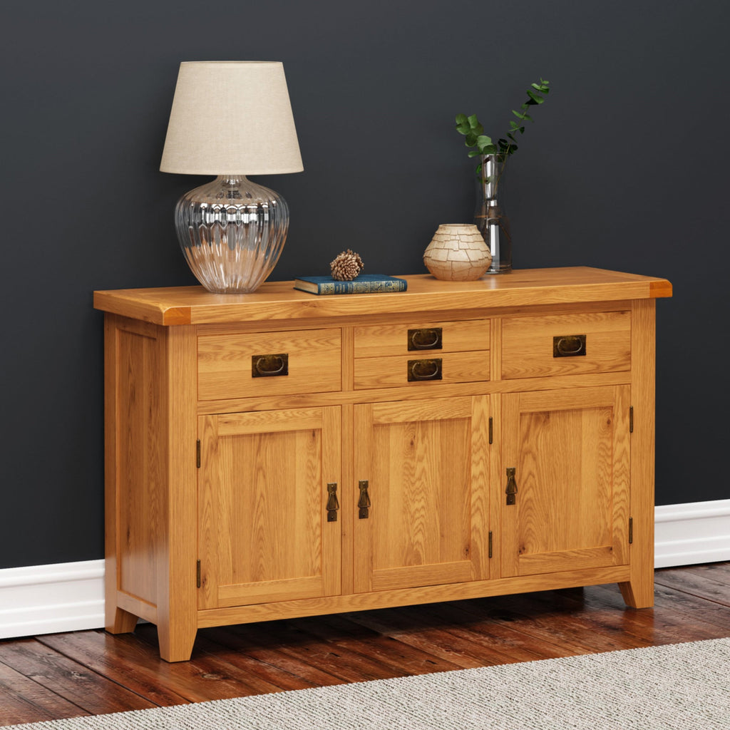 Cambridge Oak 3 Door 3 Drawer Sideboard