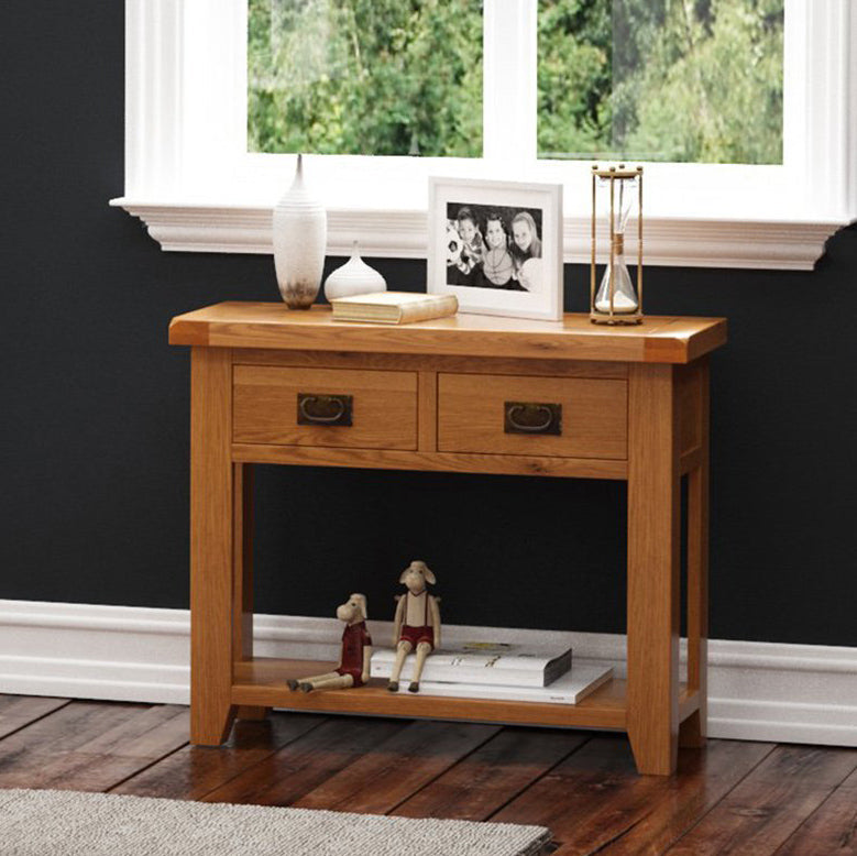 Cambridge Oak 2 Drawer Console Table