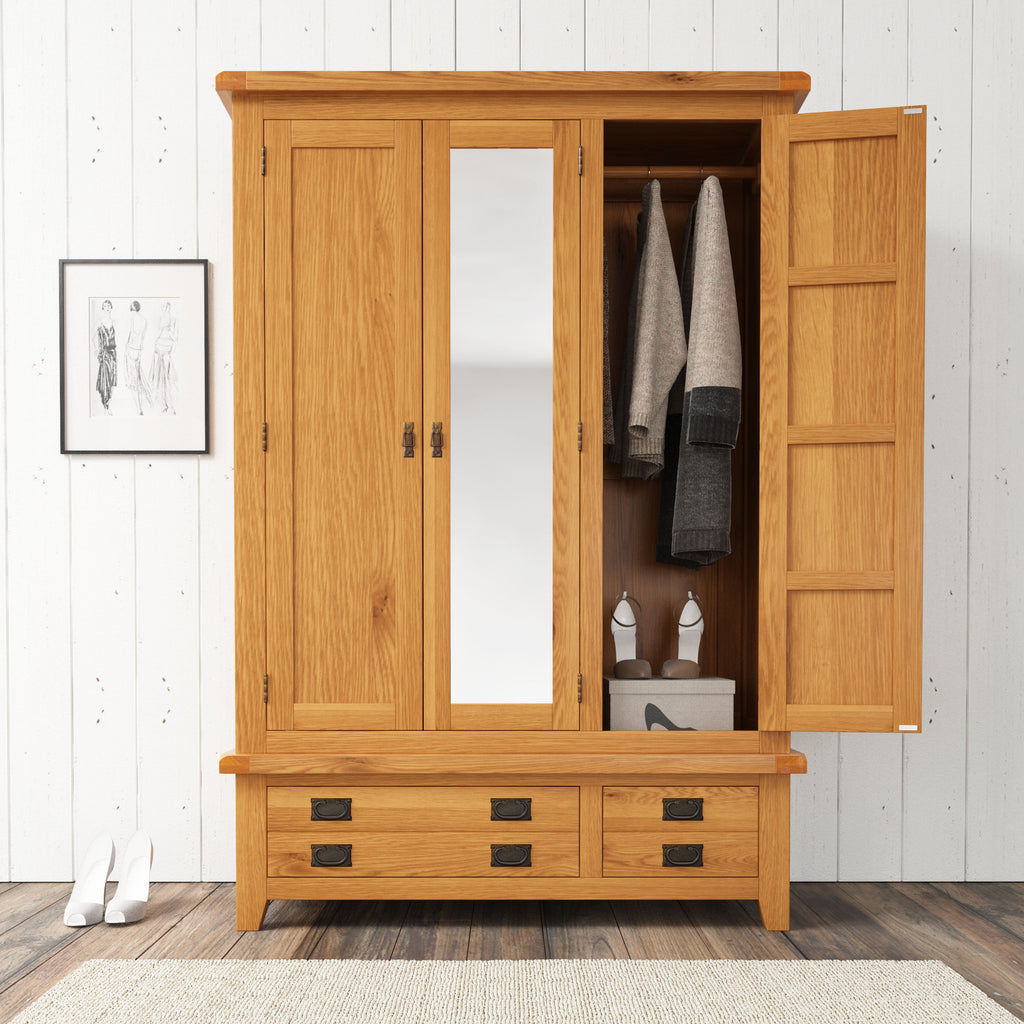 Cambridge Oak 3 Door 2 Drawer Wardrobe