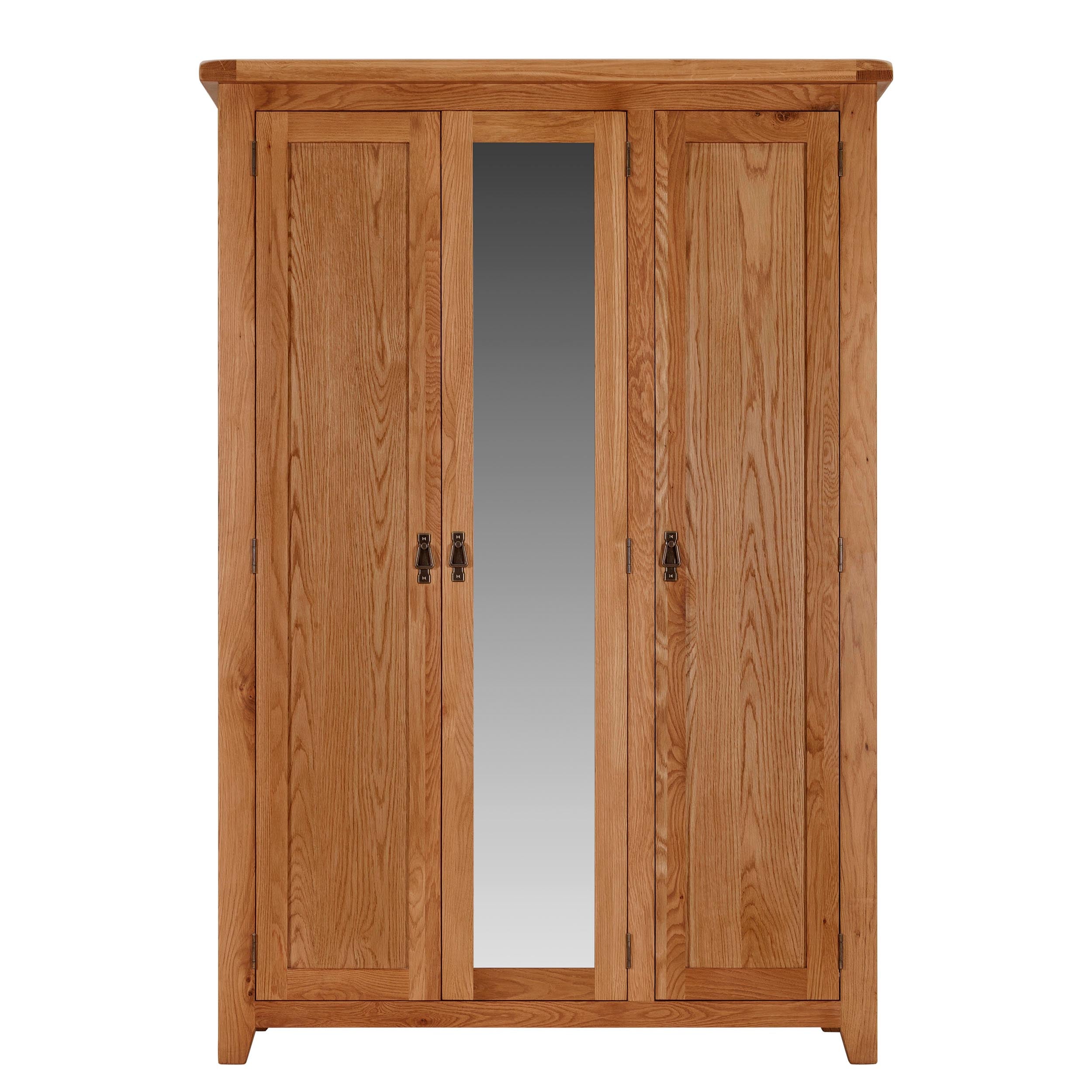 Cambridge Oak 3 Door Full Hanging Wardrobe