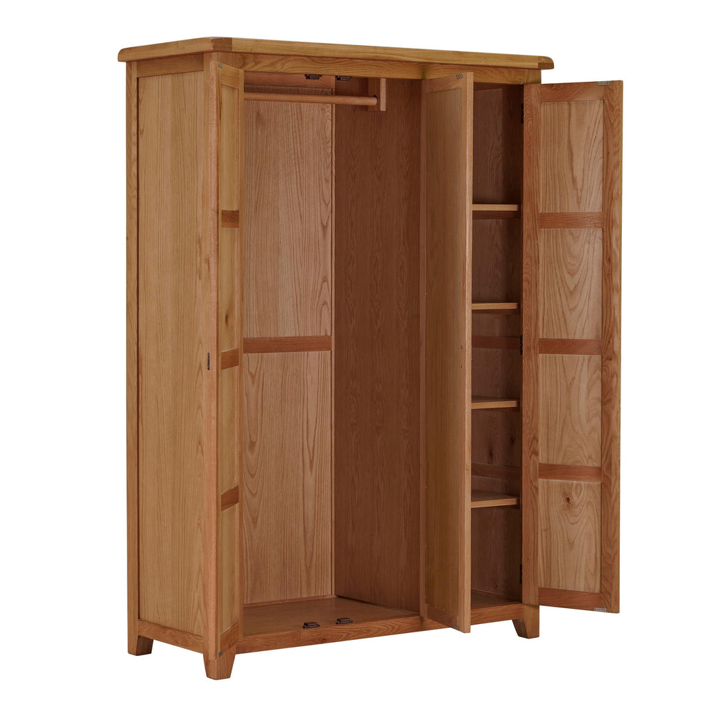Cambridge Oak 3 Door Full Hanging Wardrobe