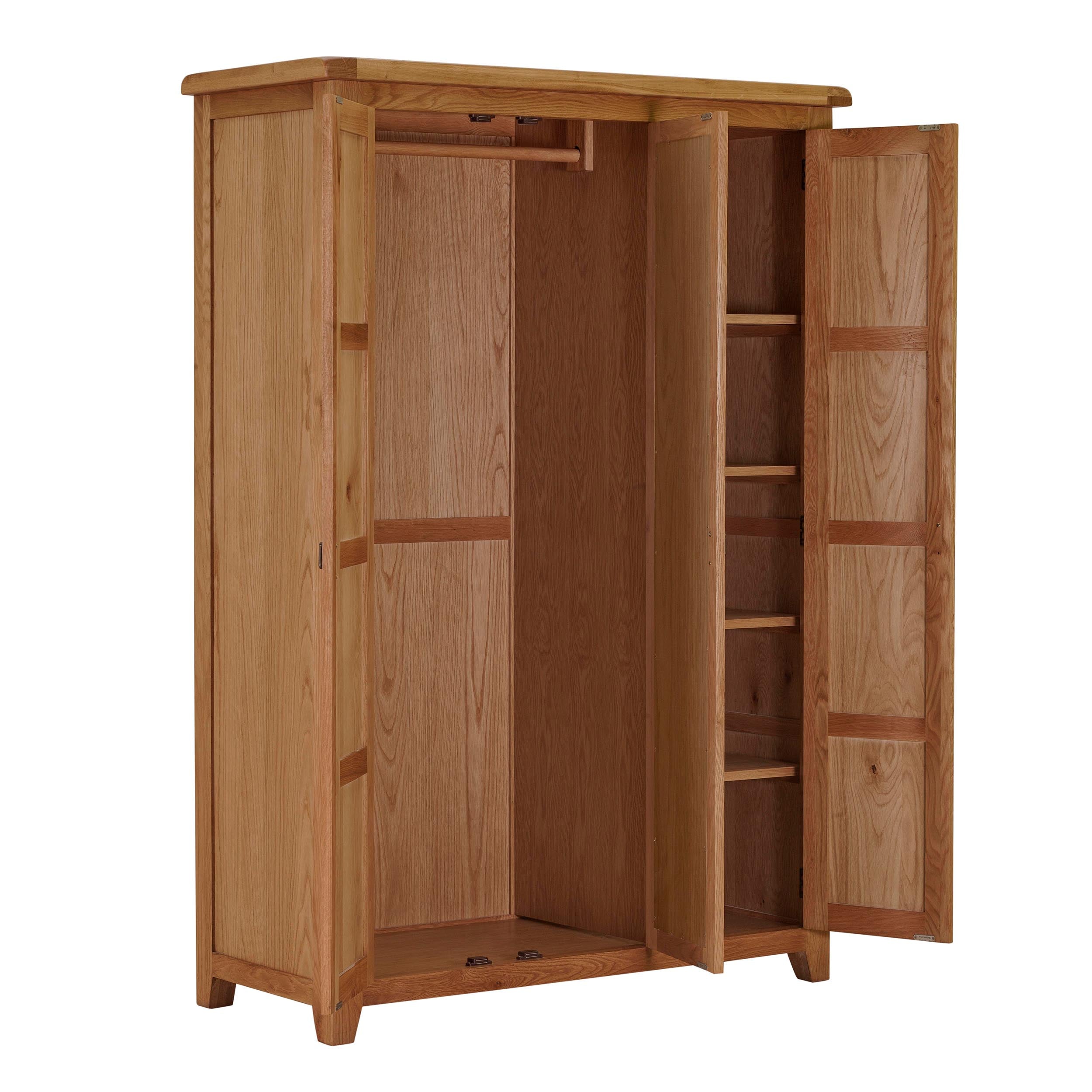 Cambridge Oak 3 Door Full Hanging Wardrobe